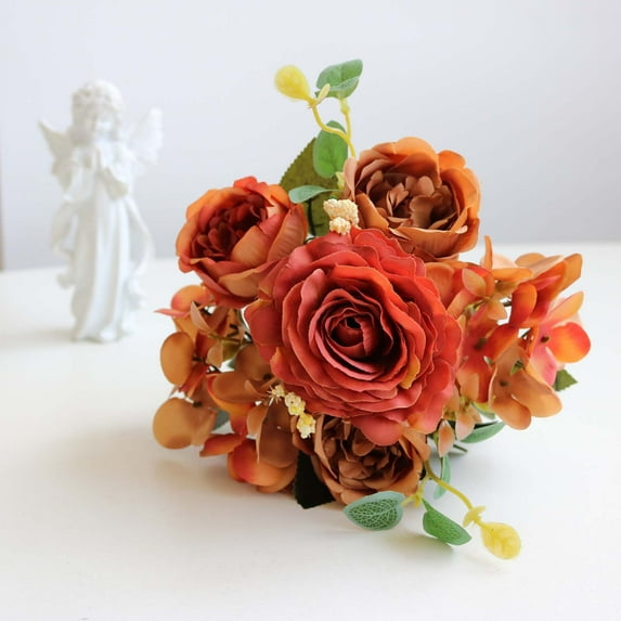 Artificial Silk Peony Flowers Bouquet, Realistic Fake Floral Arrangement, Wedding & Bridal Decor, Home Centerpiece Vase Filler for Party Office Shop