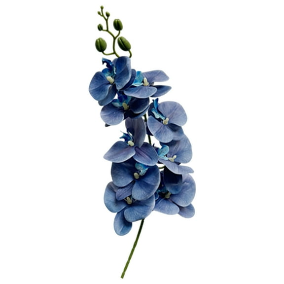 Artificial Silk Phalaenopsis Orchid Floral Arrangement with 9 Stems for Home Decor, Wedding Centerpieces, and Tabletop Displays - Blue