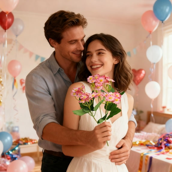 Artificial Silk Rose Bouquet | Pink Red Yellow Plastic Flowers | 1 Piece Romantic Holiday Gift | 12.99 Inch Desktop Decoration