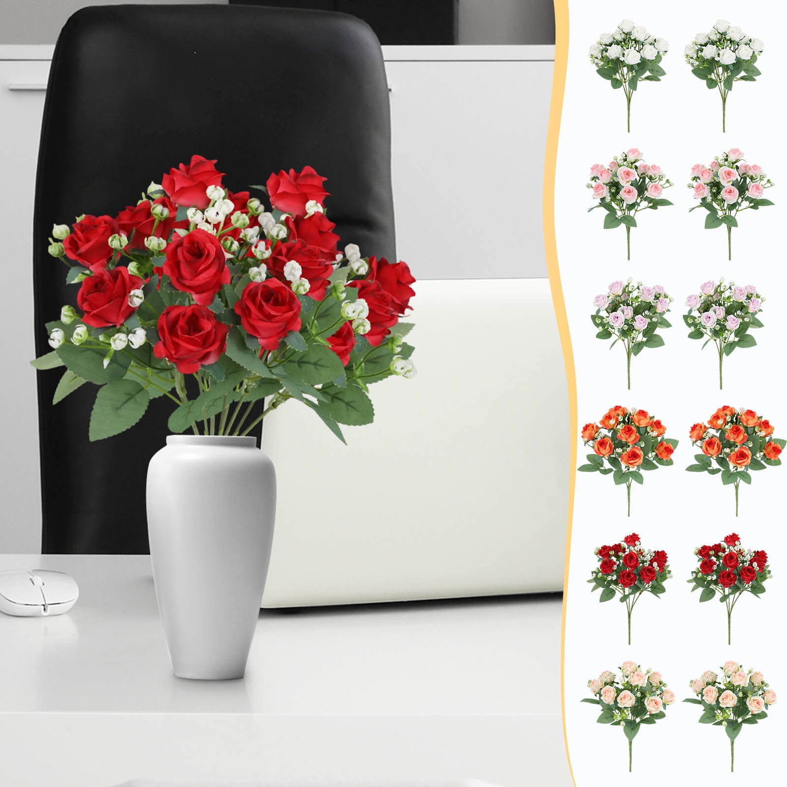 Artificial Silk Rose Bouquet for Wedding Centerpieces | Realistic Faux ...