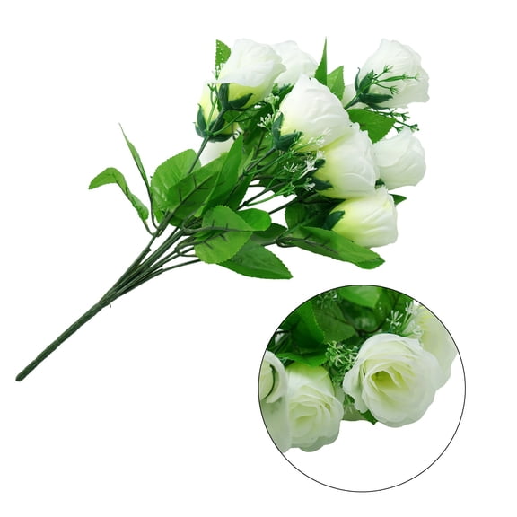 Artificial Silk Rose Buds Flowers for Wedding Home Office Decoration - 10 Heads Bunch