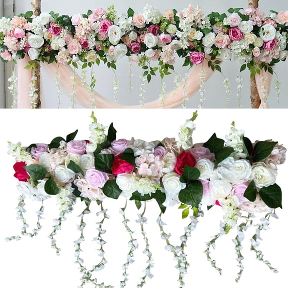 Artificial Silk Rose Flower Backdrop Wedding Row Decor Floral Wall Arrangements for Wedding, Home Walls