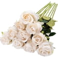 thumbnail image 1 of Artificial Silk Rose Flower Bouquet Lifelike Fake Rose for Wedding Home Party Decoration Event Gift 10pcs (Black), 1 of 5
