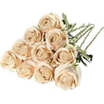 thumbnail image 1 of Artificial Silk Rose Flower Bouquet Lifelike Fake Rose for Wedding Home Party Decoration Event Gift 10pcs (Off White), 1 of 5