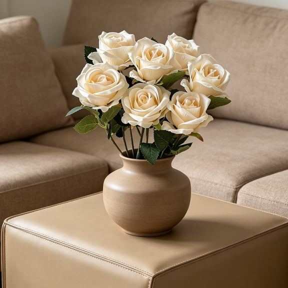 Artificial Silk Rose Flowers Lifelike Faux Rose 7 Pack for Flower Wall Background Home Decor Wedding Party Floral Arrangement