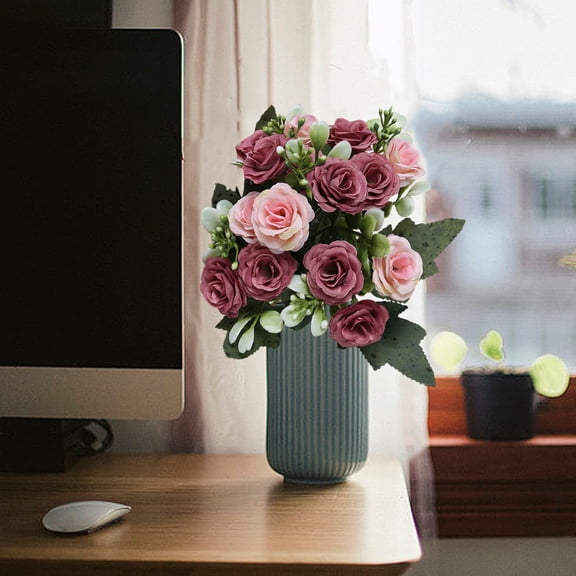 Artificial Silk Rose and Peony Flower Bouquet - 30cm Handheld Wedding Decor, Perfect for Home, Office, Events & Parties, Long-Lasting, No Maintenance Required