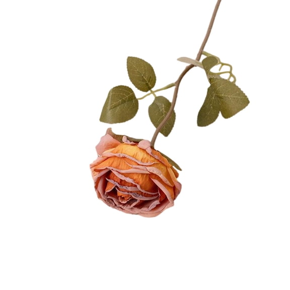 Artificial Silk Rose Stem – 15.6 Inches Single Long Stem Flower for Home Decor, Table Centerpiece Arrangement, Valentine's Day Gift, Rustic Style