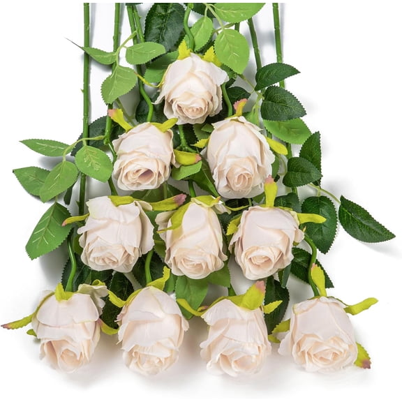 Artificial Silk Roses Fake Flowers Bouquet Long Stems for Wedding Home Party Decoration(Burnt Orange)