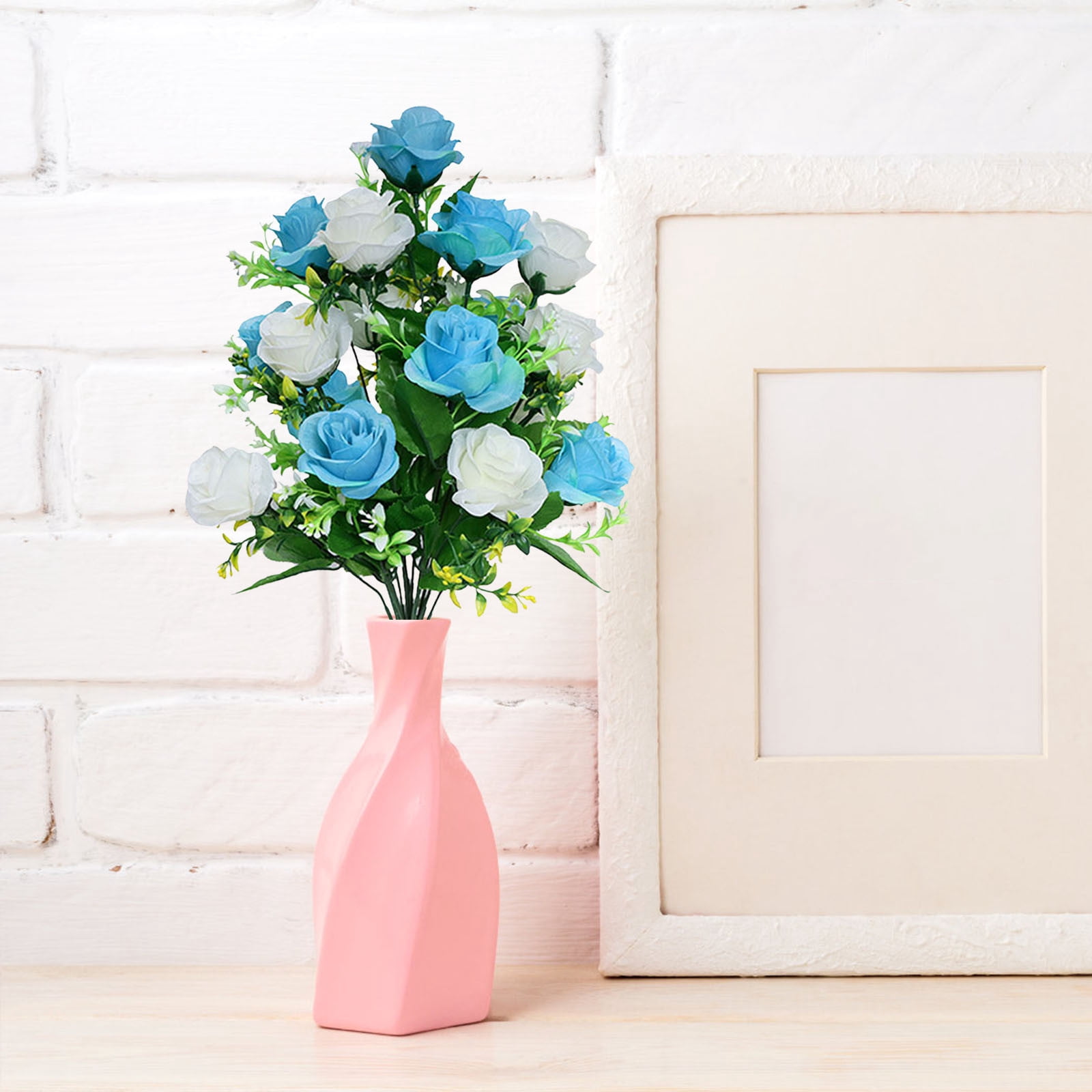 Artificial Silk Roses, Faux Floral Arrangement, Home Office Decor, 18 ...