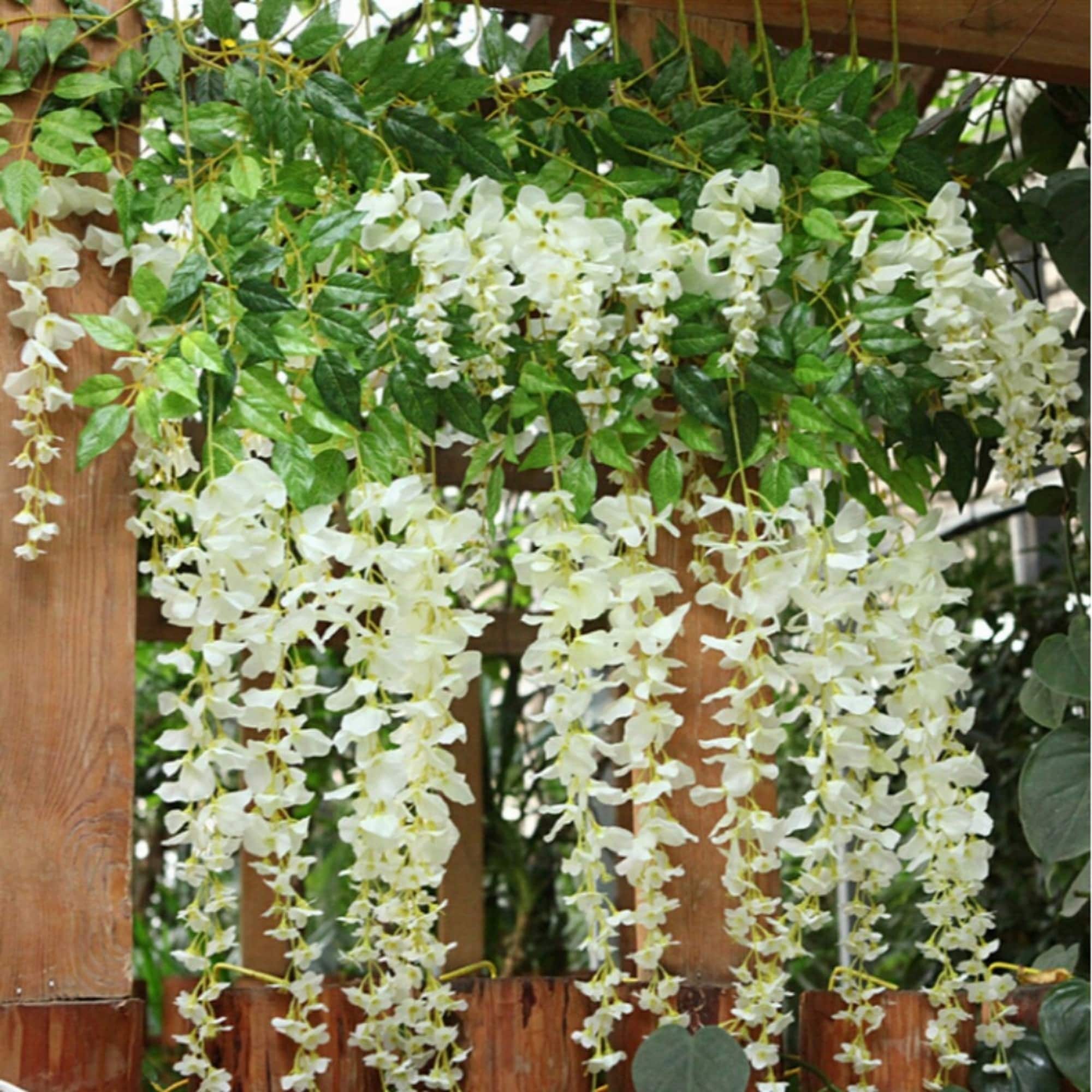 Artificial Silk White Wisteria Flower vine 24pc