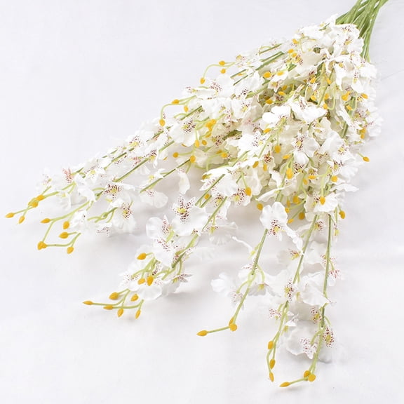 Artificial Silk Yellow Forsythia Bush Flowers,Faux Orchids Bouquet, Fake Botanical Greenery for Spring Decorations,10 of Pack