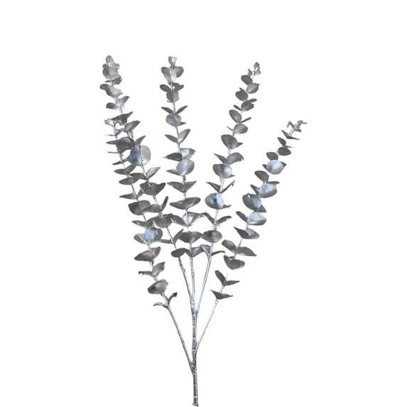 Artificial Silver Flower Stems Faux Metallic Roses, Bendable Branches For Home Vase Centerpiece, Wedding Party Farmhouse Table Arrangement Decor And Display