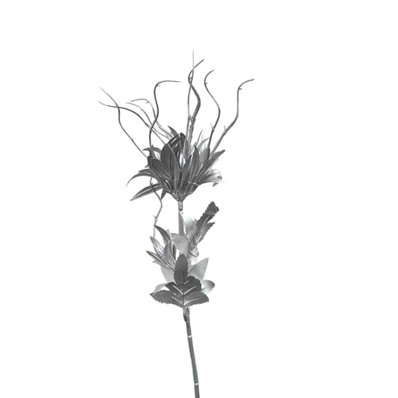 Artificial Silver Flower Stems Faux Metallic Roses, Bendable Branches For Home Vase Centerpiece, Wedding Party Farmhouse Table Arrangement Decor And Display