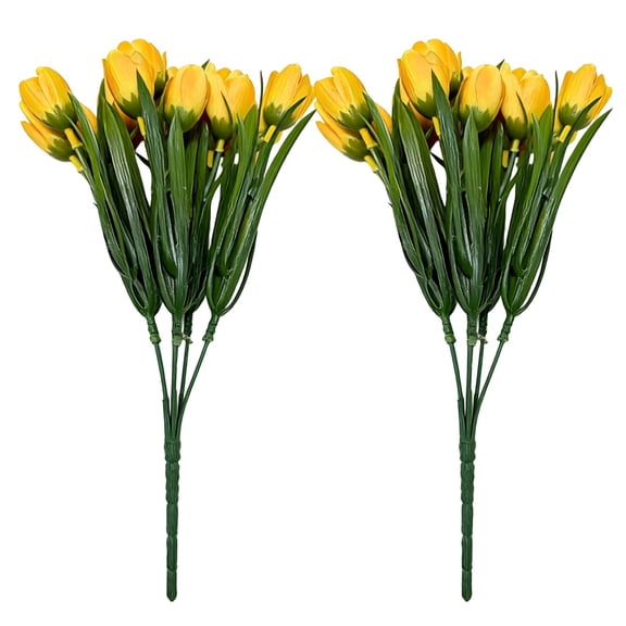 Artificial Simulation Flowers Orchid Tulips 6-Fork Bouquet Home Decor Lifelike Faux Greenery for Window Sill Bedroom Garden Living Room Long-Lasting Maintenance-Free