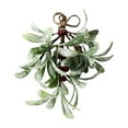 thumbnail image 1 of Artificial Simulation Plant Hanging Mistletoe, Artificial Mistletoe Picks Christmas Mistletoe Ornament With Red Bow, Mistletoe Glitter Hanging For Couple Home Party Decor, 1 of 4