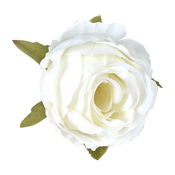 Artificial Single Rose with Realistic Appearance, Faux Floral Decoration for Home Wedding Events Dressing Wear, No Maintenance Required Long Lasting DIY Gift, 1Pc, Multicolor(White,2.7x2.7")