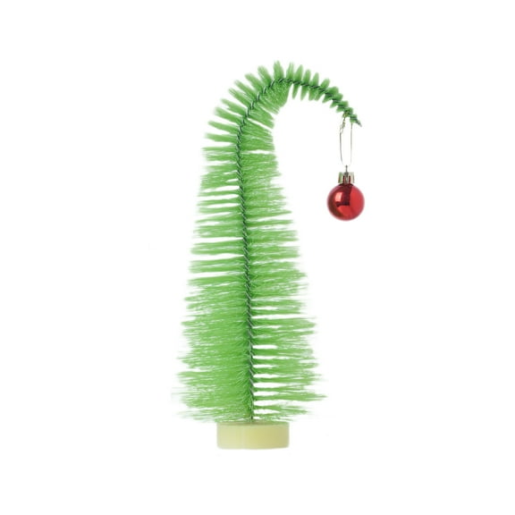 Artificial Small Christmas Tree Curved Shape Xmas Tree with Round Base for Indoor Home Holiday Party Decor Unique Gifts (27Cm)