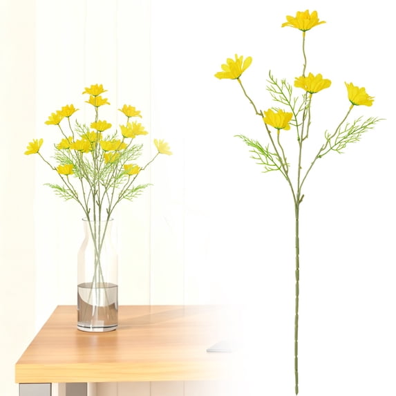 Artificial Small Daisies Dutch Bouquet, 1 Pack Realistic Faux Flower Vase Arrangement for Home Hotel Wedding Centerpieces Indoor Decor