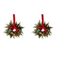thumbnail image 1 of Artificial Small Wreaths with Velvet Bow & Red Berries,Christmas Wreaths for Front Door, Mr. Christmas Wreath,for Cabinets Kitchen,Window,Farmhouse Wall Xmas Decor, 2 PC, 1 of 6