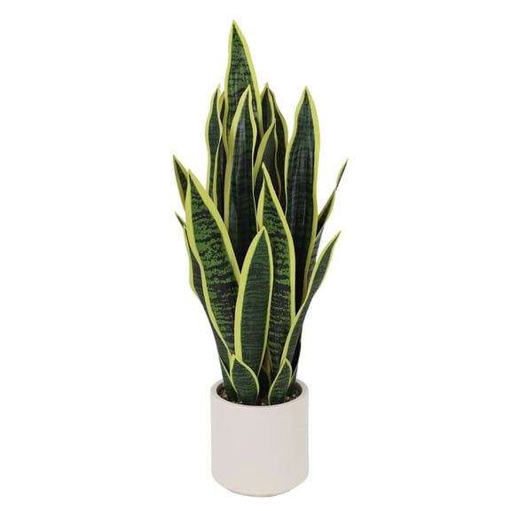 Artificial Snake Plant in Decorative Pot, Realistic Faux Sansevieria Floor Plant for Indoor Outdoor Home Office Decor