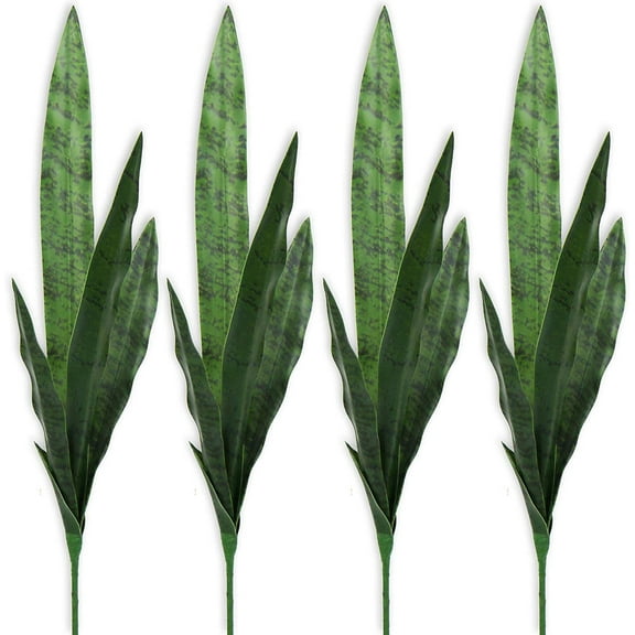 Artificial Snake Plants 30" Faux Agave Fake Sansevieria Artificial Silk Plant for Home Garden Office Store Decoration 4 Pcs (Yellow)