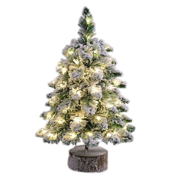 Artificial Snow Flocked Christmas Tree, 18"/24"/30" Snowy Pine Tree, Frost Sisal Tree with Wood Base, Winter Xmas Tree for Indoor Table Decor