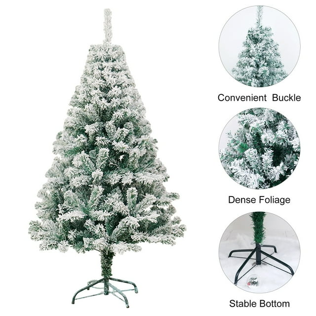 Artificial Snow Flocked Christmas Tree, Realistic Snow View of Fir Tree