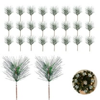 Artificial Snow Pine Needles Branches,Pack of 35 Fake Greenery Pine Picks,QZS Christmas Garland Decoratoin for Indoor and Outdoor