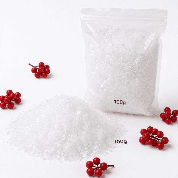 Artificial Snow Powder, Christmas Fake Snow Decoration, Iridescent White Christmas Decoration Flakes for Christmas Decorations, Winter Scene Display Decor, Holiday Crafts for DIY Scene Making