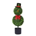 thumbnail image 1 of Artificial Snowman Topiary Tree 30 Inch with Red Bow Santa Hat, Potted Christmas Decor for Indoor Outdoor Porch Lawn, UV Resistant Boxwood Topiaries Holiday Decorations, 1 of 8