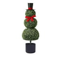 thumbnail image 1 of Artificial Snowman Topiary Tree 30 Inch with Red Bow Santa Hat, Potted Christmas Decor for Indoor Outdoor Porch Lawn, UV Resistant Boxwood Topiaries Holiday Decorations, 1 of 8