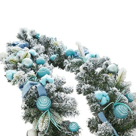 Artificial Snowy Cedar Garland 5.9ft with Pine Cones and Berries, Frosted Winter Greenery Garland for Christmas Mantle, Wedding, Holiday Party, and Table Centerpiece Decorations
