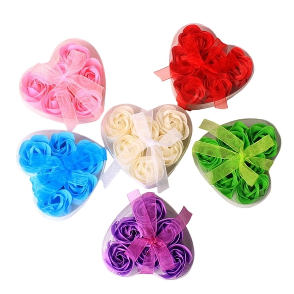 Artificial Soap Flower Red Roses in Heart Shape Box 6 PCS Rose Soap Flower Bath Petals Set - Floral Scented Plant Essential Oil,Perfect Gift for Her,Mom on Valentine's Day & Birthday