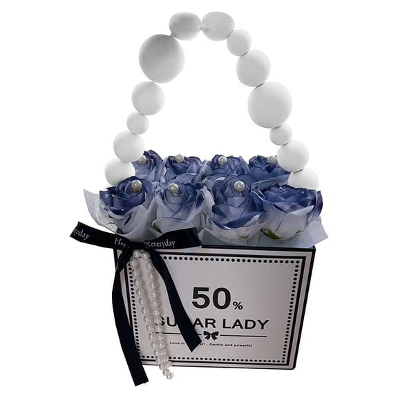 Artificial Soap Roses Flower With Gift Bag,Valentines Day Artificial Roses Flowers Set,Rose Bath Soap,Flower Soap In Gift Box,Flower Bath Soap,Gift For Birthday,Valentine'S Day,Mother'S Day,Blue
