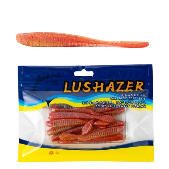 Artificial Soft Fishing Lures, Pack Of 50 Worm Shaped Tpe Floating Lures For Bass Trout Fishing, Soft Bait With 85Mm Length 2G Weight For Freshwater Fishing In Black Hole And Wild