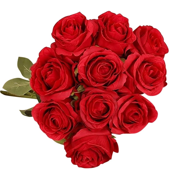 Artificial Solid Color Rose Flowers 10 Pcs Realistic Simulation Plant Decoration For Party Wedding Dining Table Home High Quality Silk-Like Petals With Steel Wire Stems Perfect