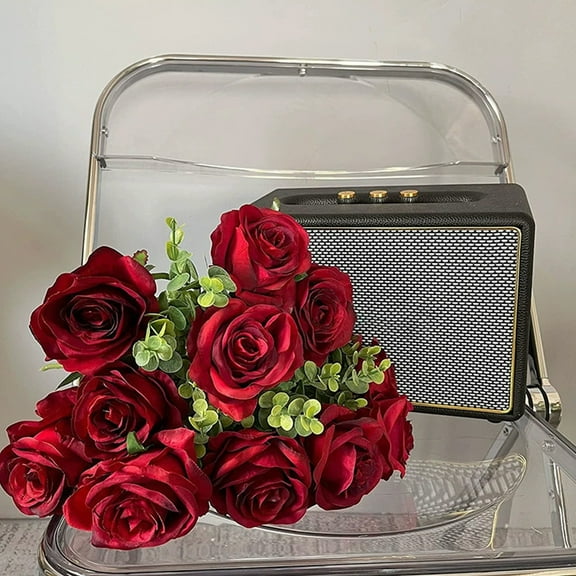 Artificial Solid Color Rose Flowers 10Pcs Set, Realistic Lifelike Design And Soft Touch, Perfect For Party Wedding Dining Table Home Garden Balcony Shop Decoration