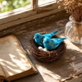 thumbnail image 1 of Artificial Sparrow Nest Set, 2 Clip On Birds with Rattan Nest and Faux Eggs, Realistic Feathered Ornaments for Tree and Wreath - Blue, 1 of 6