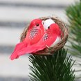 thumbnail image 1 of Artificial Sparrow Nest Set, 2 Clip On Birds with Rattan Nest and Faux Eggs, Realistic Feathered Ornaments for Tree and Wreath - Red, 1 of 6