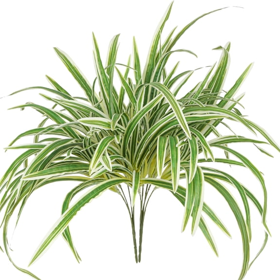 Artificial Spider Plant, Fake Greenery Plants, Fake Spider Hanging Plant Decor, UV Resistant Outside Faux Plants Bushes for Indoor Table Outdoor Planter Decor, 1 Pcs, 17.72 Inches