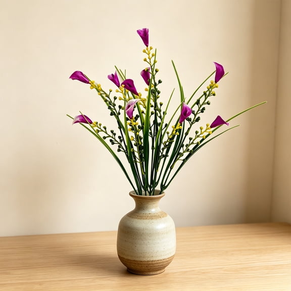 Artificial Spring Flower Bush, Faux Outdoor Floral Arrangement, Porch Planter Decorative Flowers, Garden Patio Landscaping Accent, Maintenance Free Seasonal Display Plant