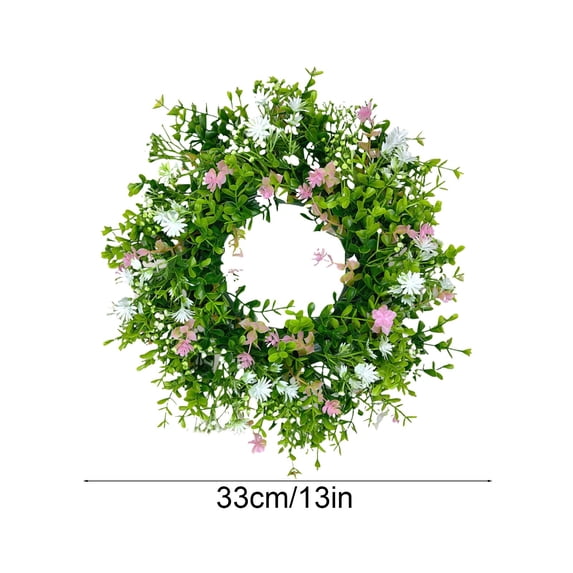 Artificial Spring Flower Wreath, Colorful Decorative Wreath for Front Door and Wall, Indoor Outdoor Holiday and Wedding Decor(A)