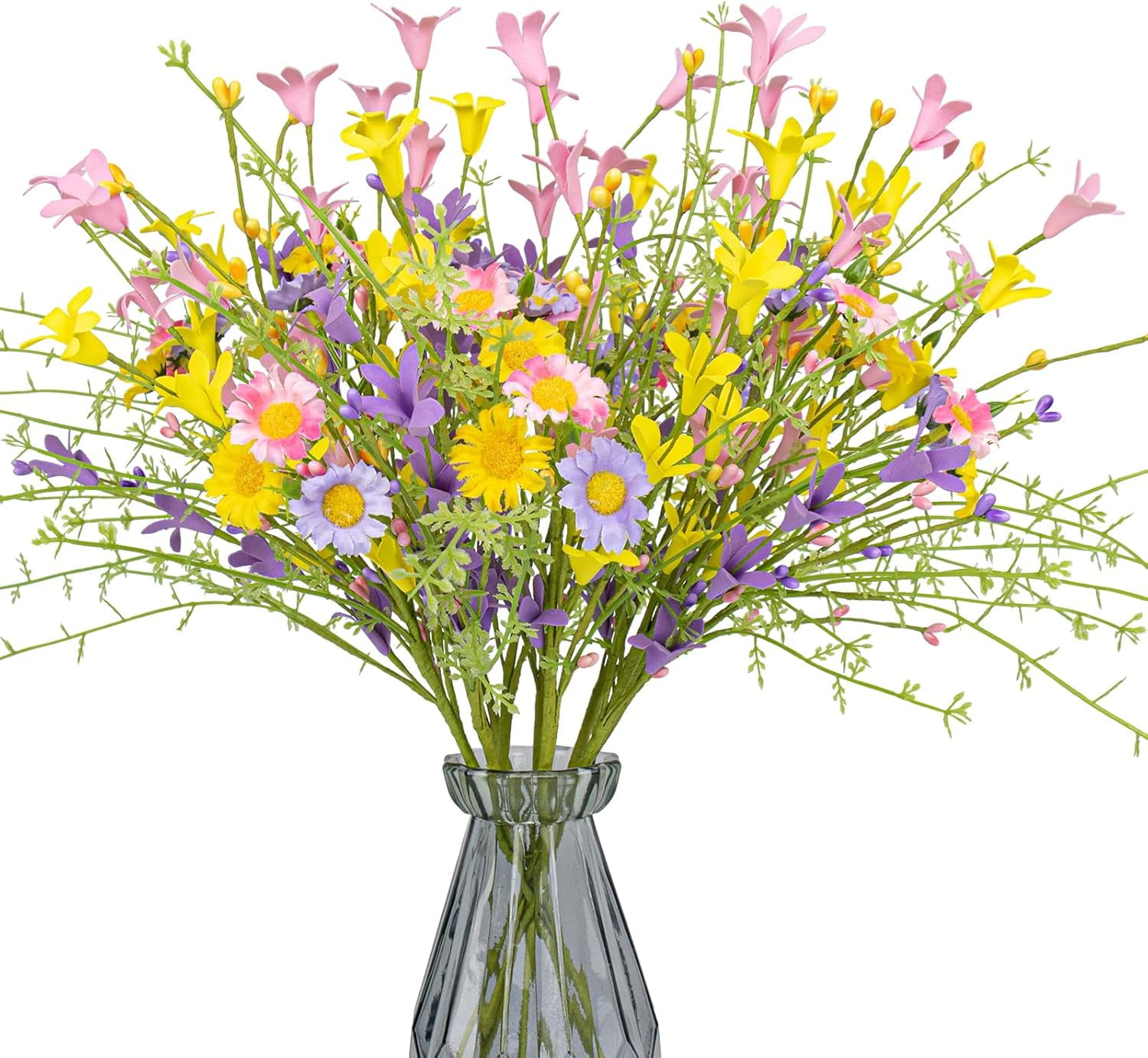Artificial Spring Flowers 12 Pack Floral Picks 17” Tall Forsythia Stems ...