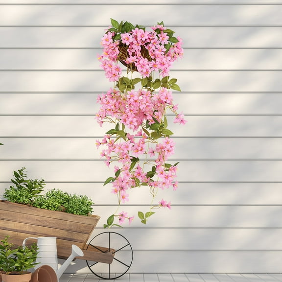 Artificial Spring Flowers Wall Hanging, Faux Orchid Vine Decor for Indoor Living Room, Easter Home Mantel Display, Family Gathering Hostess Gift, Rattan Greenery Vines for Tabletop Seasonal Akmoler