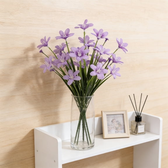 Artificial Spring Orchid Blue Plastic Flowers - 2 Pack Lifelike Home Decor Artificial Floral Sprigs for Vases, Weddings, Parties