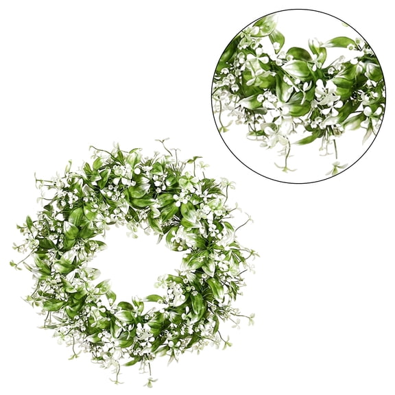 Artificial Spring Wreath Baby Breath Wreath Wreath for Front Door, Wedding, Indoor and Outdoor Decorations