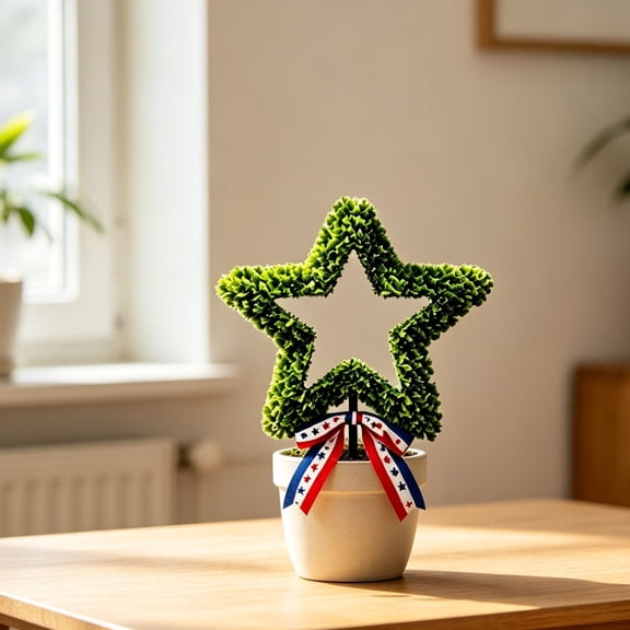 Artificial Star Shaped Topiary Stake Weather Resistant Simulated Plant Ornament Firm Ground Insert Decor No Daily Maintenance Landscape Embellishment For Yard Path Campus Festive Scene Layout