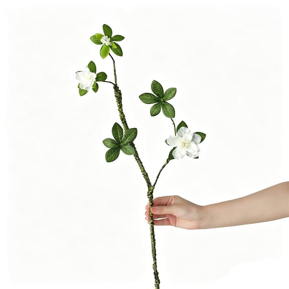 Artificial Stems Set Of 3 Faux Gardenia Pieris Branches For Vase Home Decor Green Plastic 27.5in