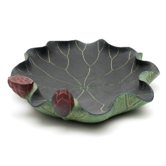 Artificial Stone Lotus Leaf Fruit Bowl Serving Dish Home Decor