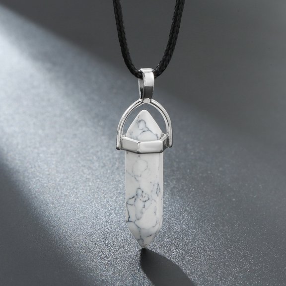 Artificial Stone Round Collar Necklace,Howlite,Howlite